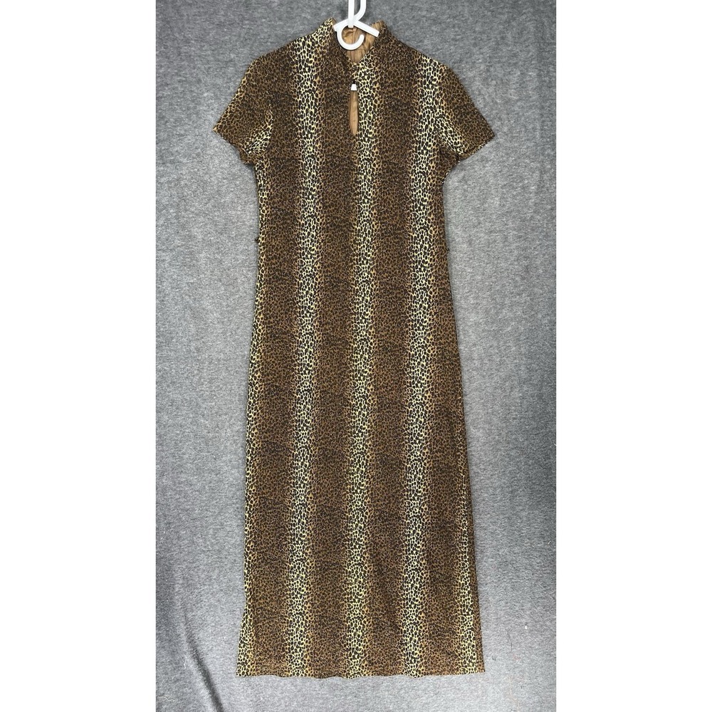 Vintage Scarlett Maxi Dress Size 8 Animal Print Metallic Stretch Keyhole 80s